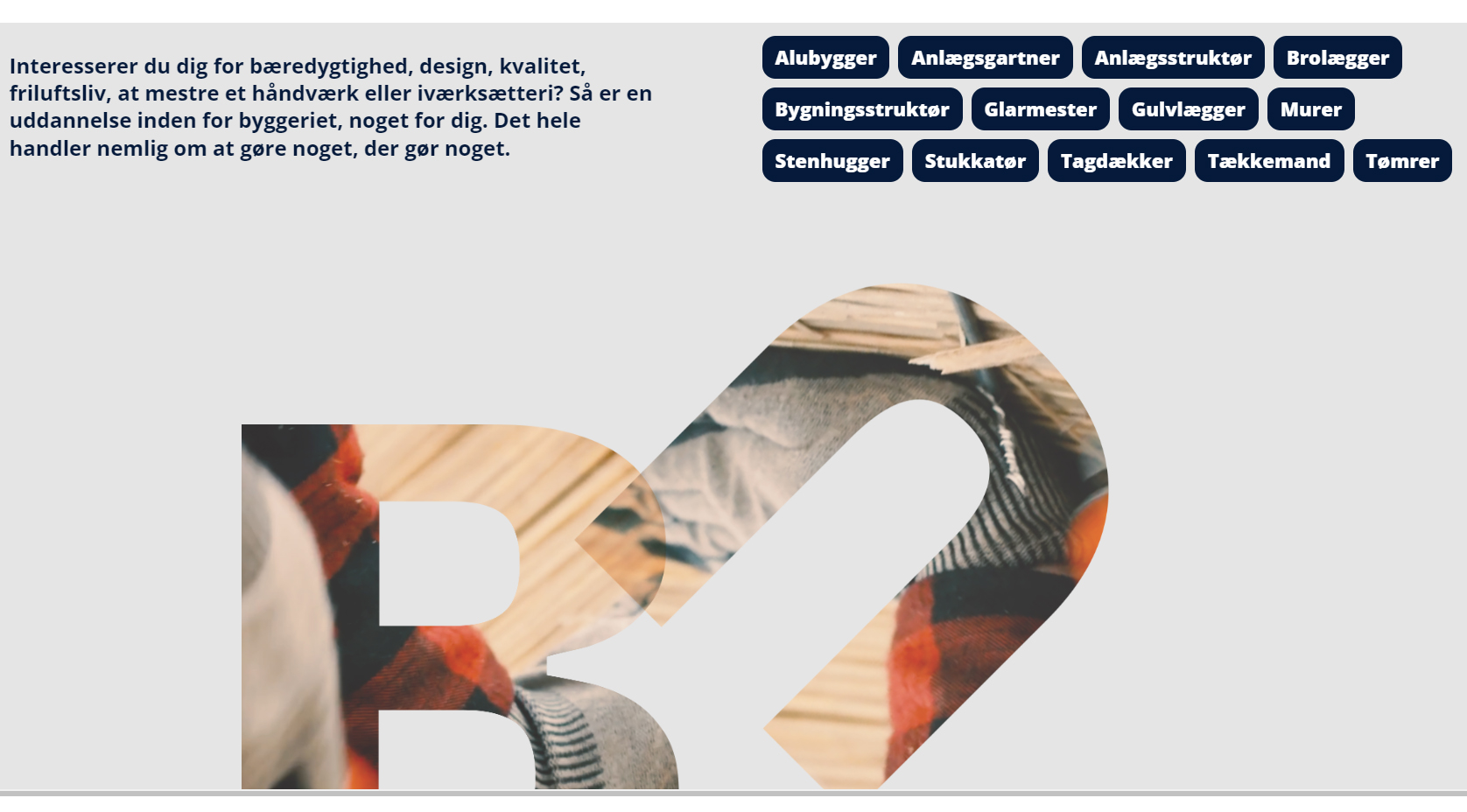 Screendump fra den nye kampagneside - intuitivt og enkelt design til de unge