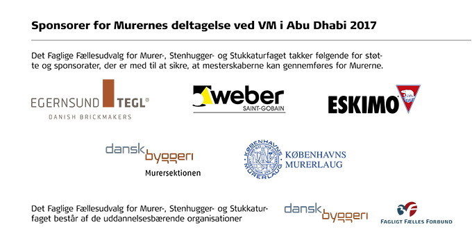 Sponsorer ved murernes deltagelse ved WoldSkills i Abu Dhabi 2017